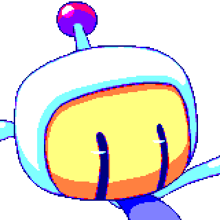 Thumbnail for gallery item "bomberman.png". It depicts a close-up of White Bomber from Bomberman.