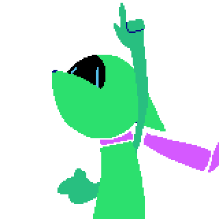 Thumbnail for gallery item "characterdoodle.png". It depicts a close-up of a green anthropomorphic character.