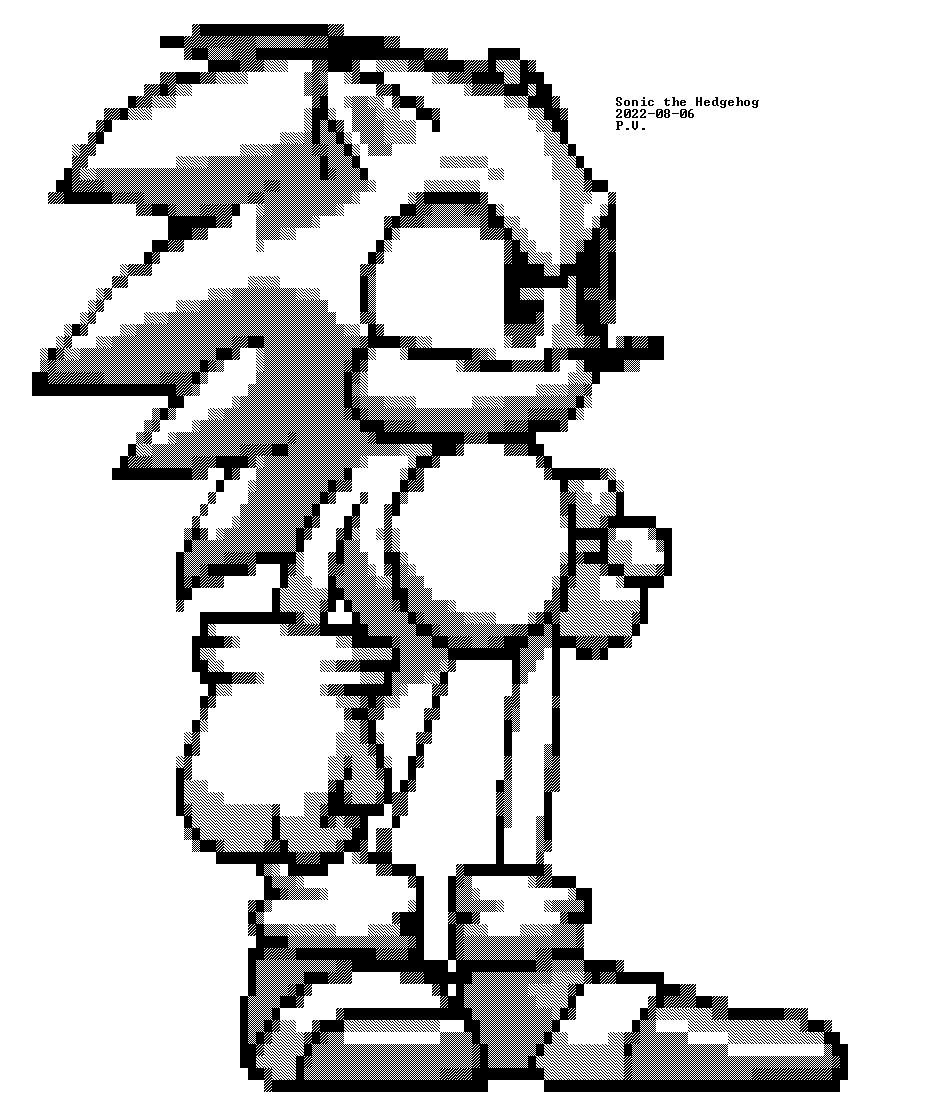 ASCII art of Sonic the Hedgehog.