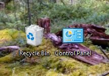 Screenshot of the Recycle Bin and Control Panel icons on a Windows 10 desktop
